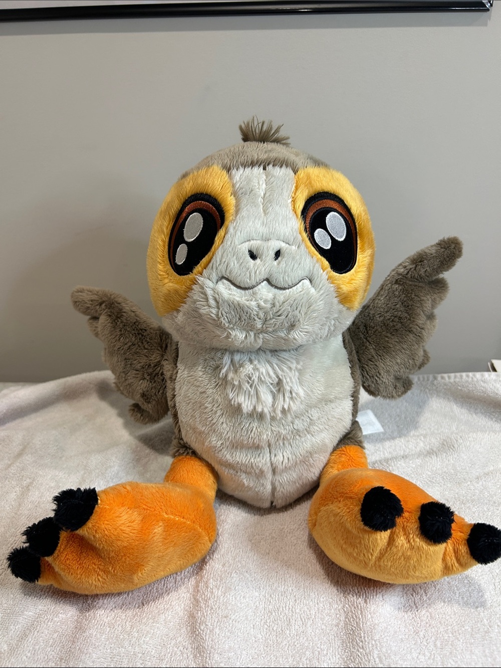 Disney Gray and Orange Porg Plush Toy